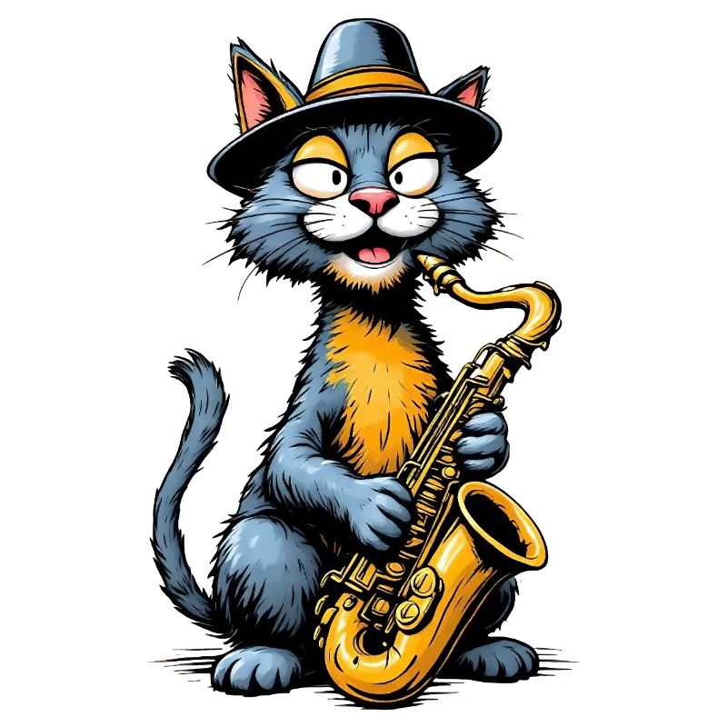 Jazz Cat mit Saxophon