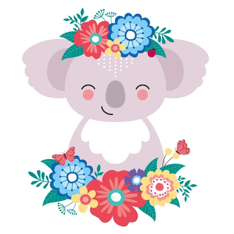 Koala mit Blumen