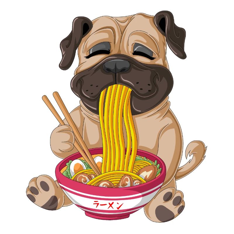 Mops isst Ramen