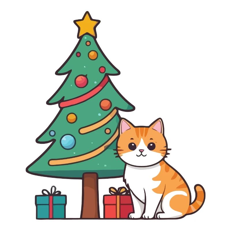Katze unterm Weihnachtsbaum