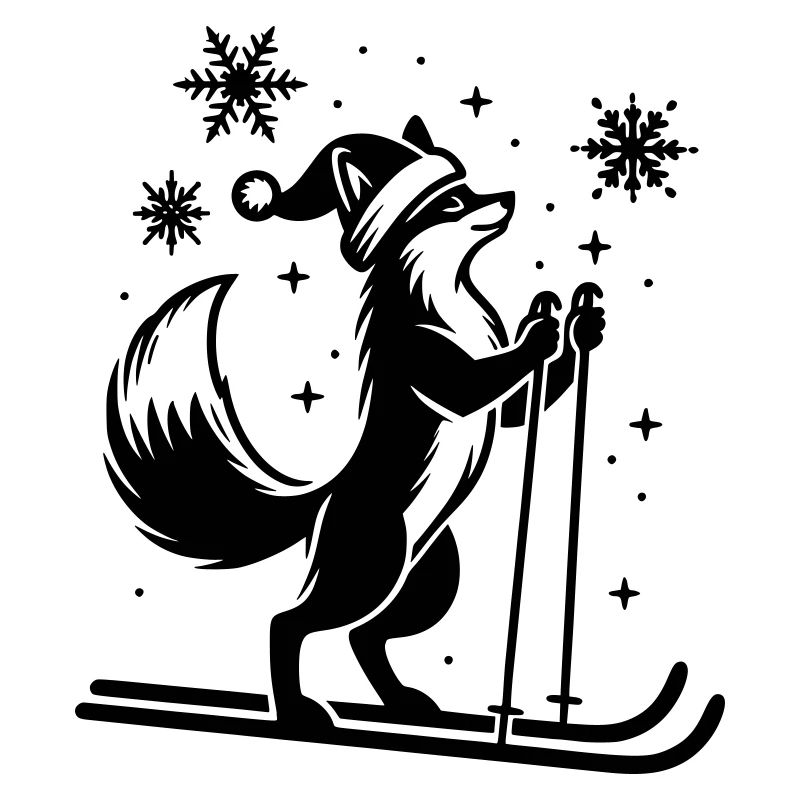 Weihnachtsfuchs auf Skiern