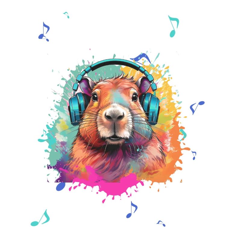 Capybara,illustration,Kopfhörer,Musik,Graffiti