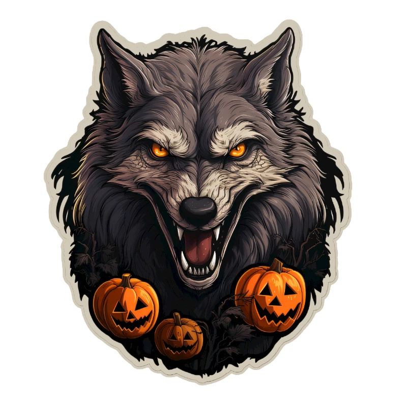 Halloween Wolf with Pumpkin