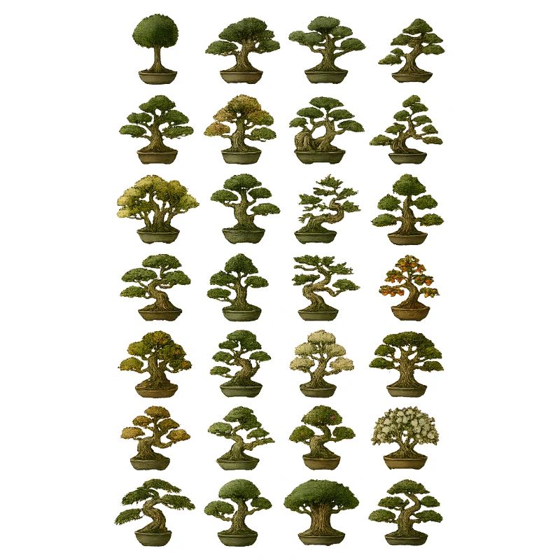 Verschiedene Bonsai Bäume Sammlung