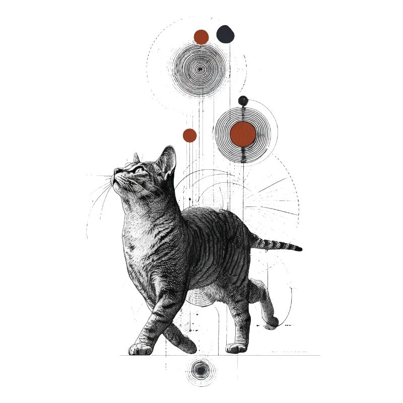 Mystische Katze im Geometrie-Universum