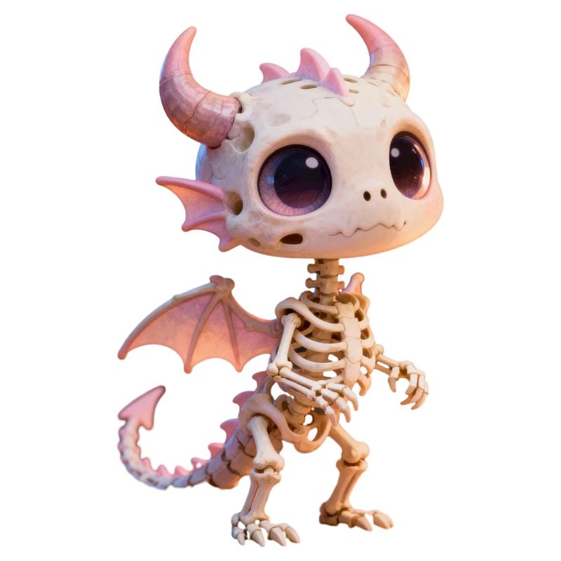 Pastell-Drachen-Skelett Kawaii