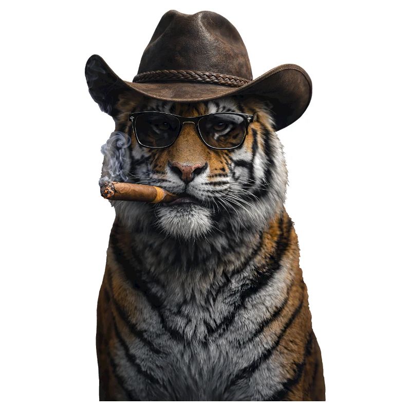 Cowboy-Tiger mit Zigarre