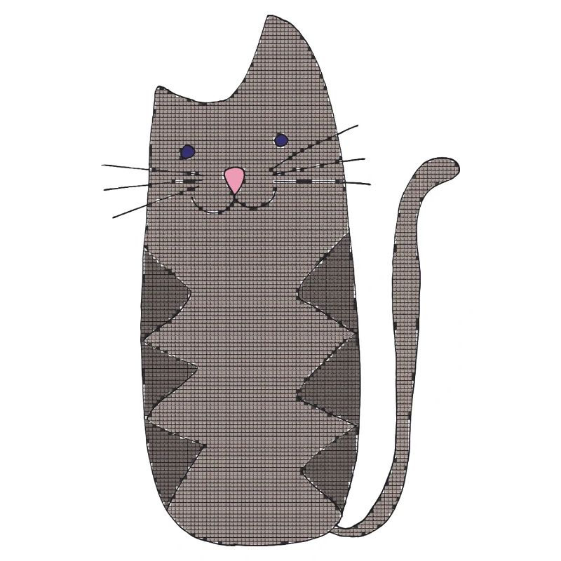 Zickzackkatze Grau Geometrisch