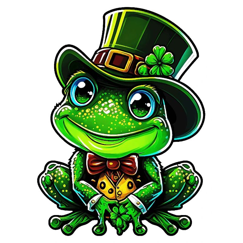 Grenouille joyeuse avec chapeau haut de forme de la Saint-Patrick