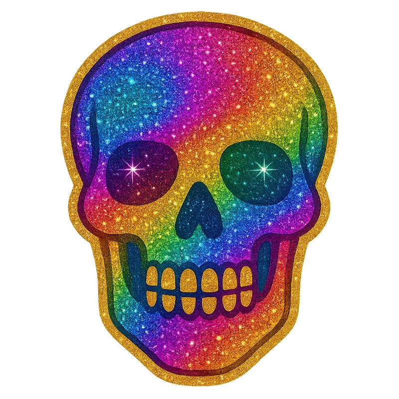 Rainbow Glitter Skull