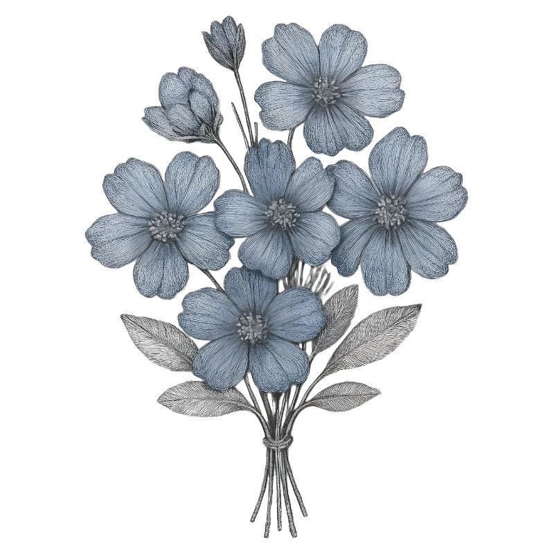 Blaues Blumenbouquet Aquarell