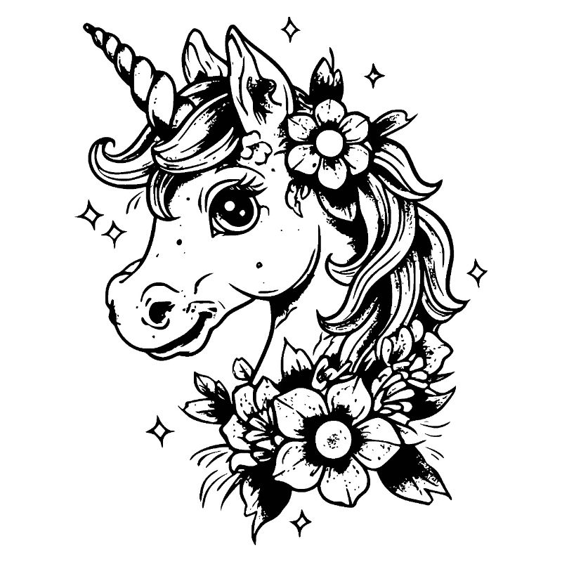 Einhorn mit Blumen