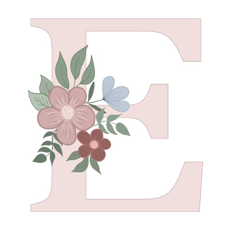 Buchstabe E mit Blume rosa