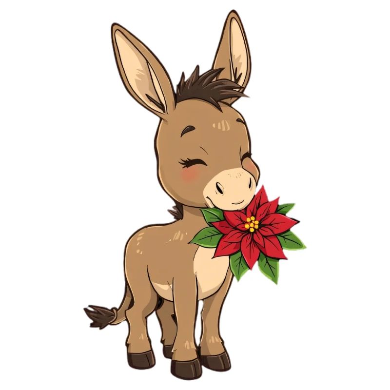 Weihnachtsesel mit Poinsettia
