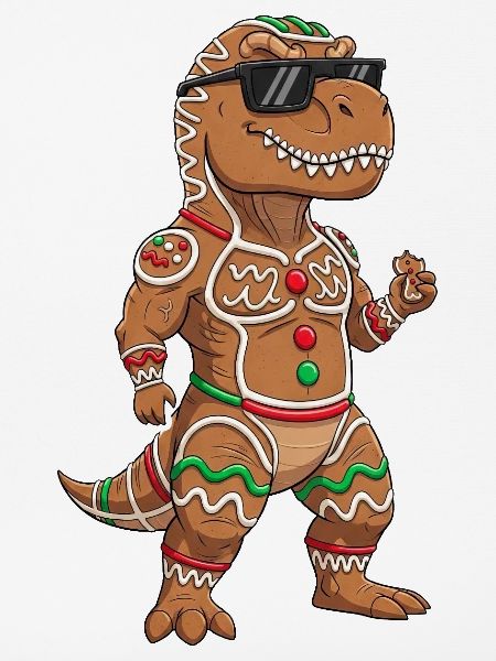 Lustiger Dino weihnachtlicher Lebkuchenmann 