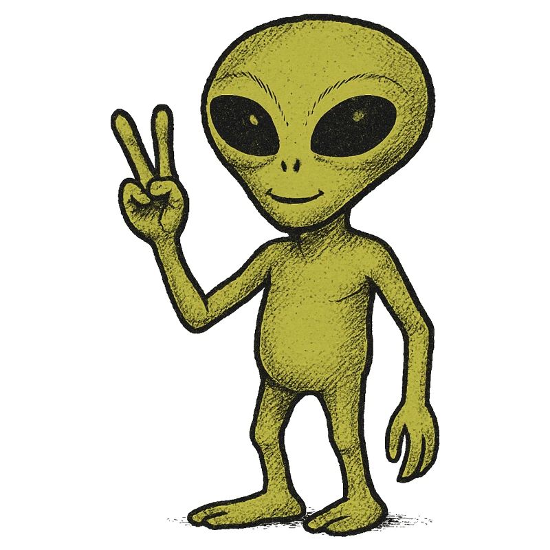 Friedliche Alien Friedenszeichen Illustration