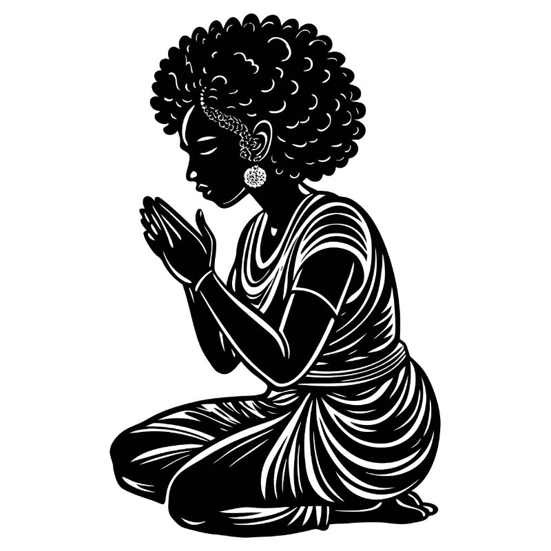 Afro-Frau betet