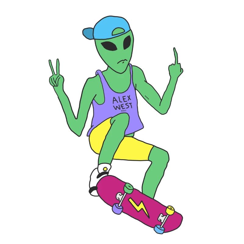 Skateboarding Alien