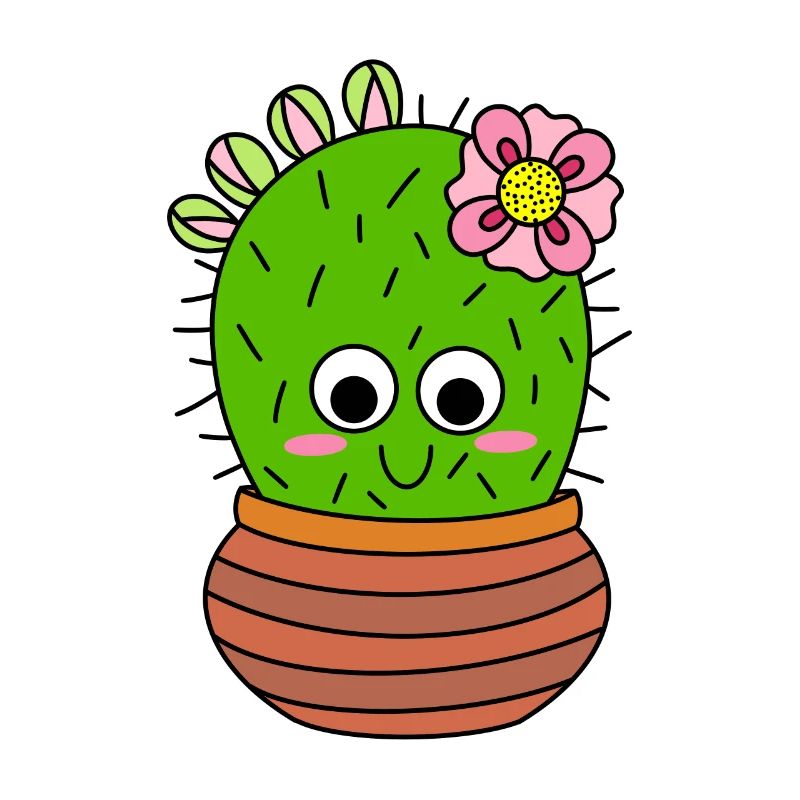 Cactus Chunky Avec Fleur Rose Et Bourgeons