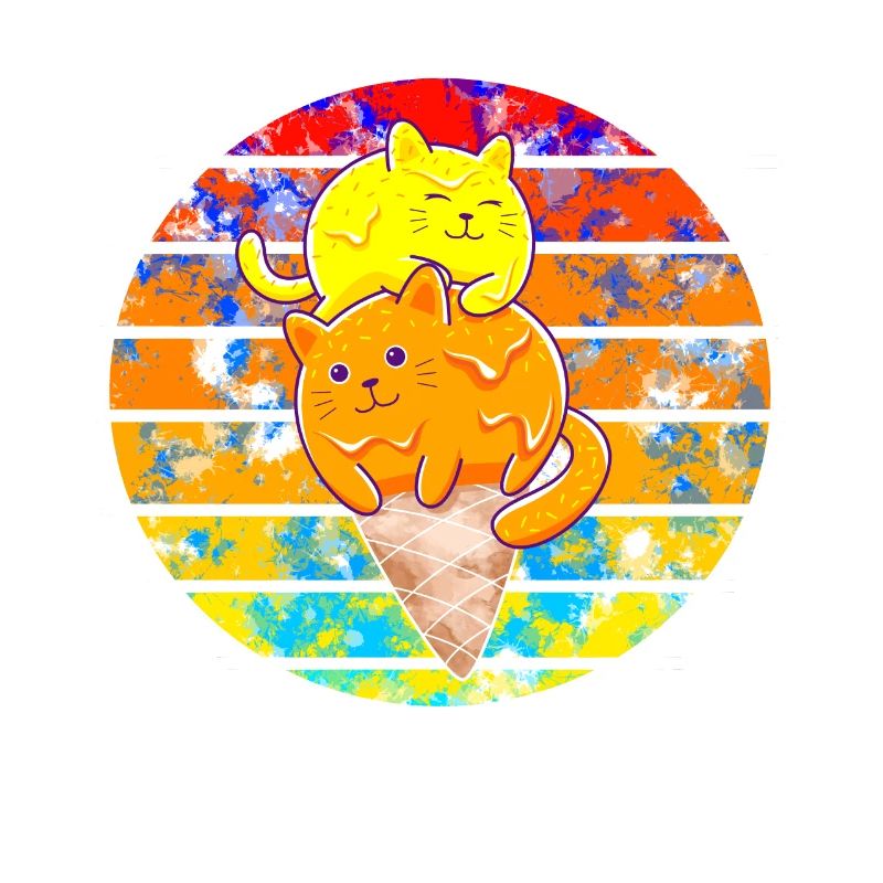 Chat coucher de soleil mangeant de la glace