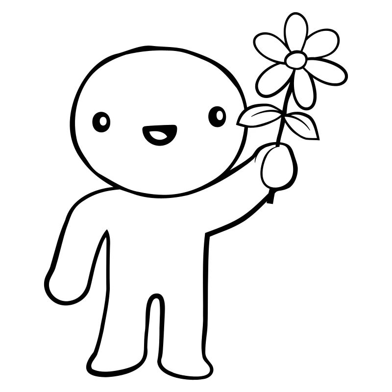 Mann zeigt Blume