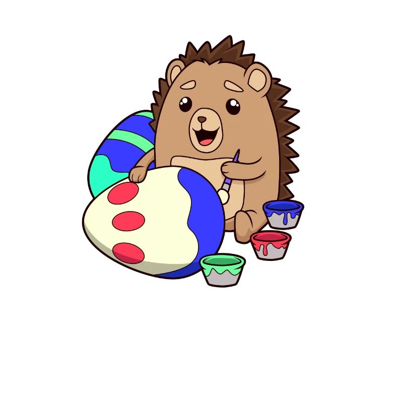 Easter - Sweet hedgehog paints Easter eggs