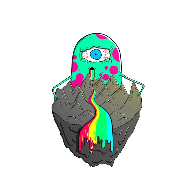 Trippy Miracle Psychedelic Alien Mountains Rainbow