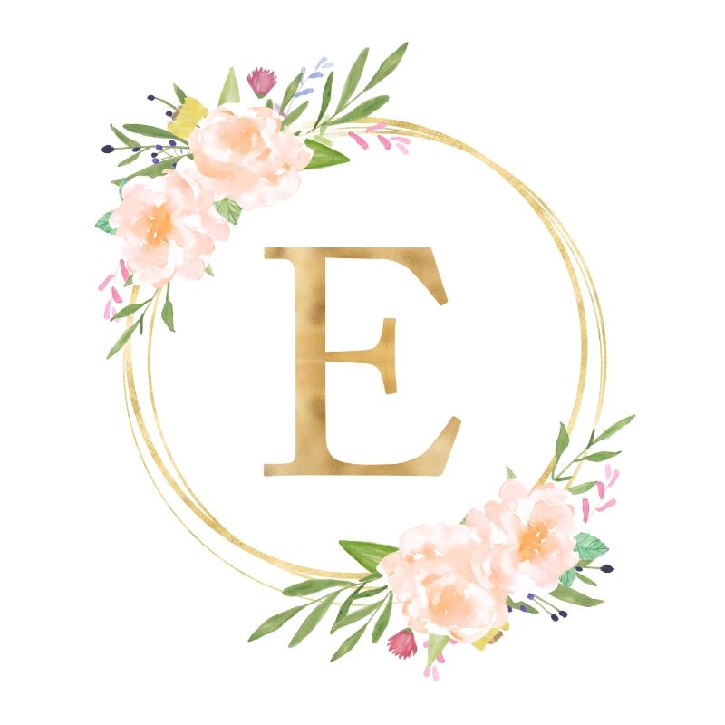 Customizable Monogram E Flowers Circle Pastel