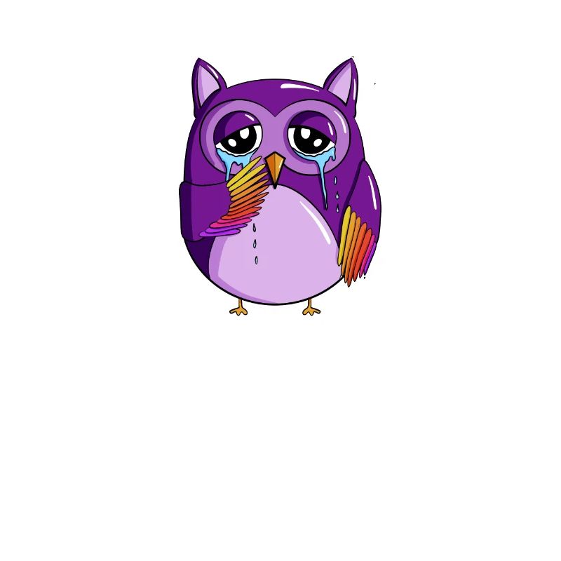 Traurige kleine Dicke Violette Eule mit Spruch Eul