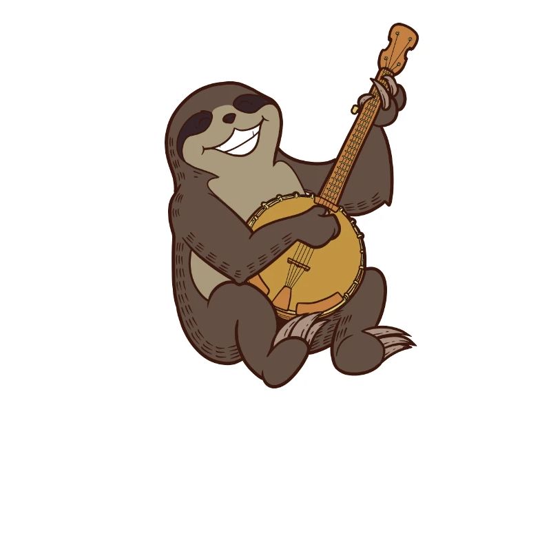 Comic sloth plays banjo