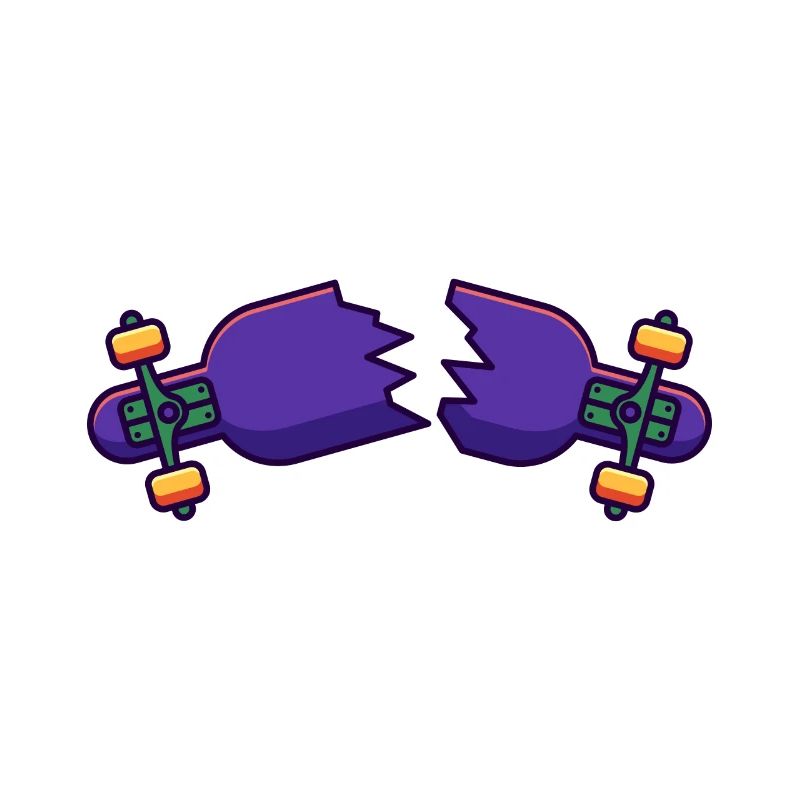 Skateboarder Cracked Skateboard