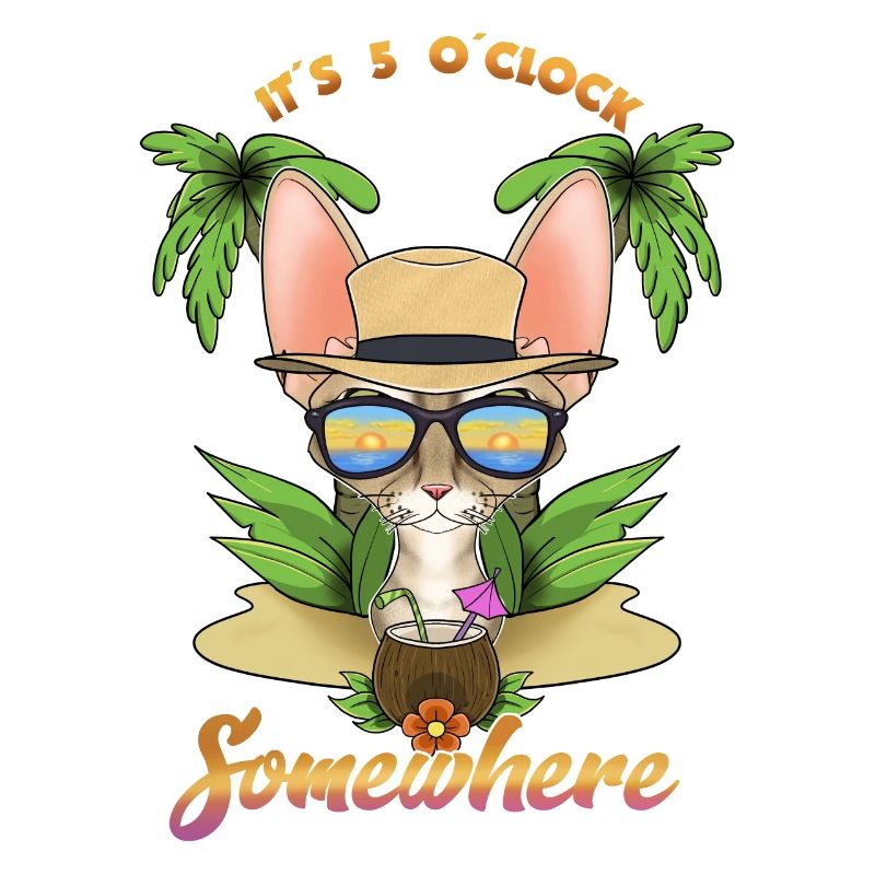 It Is 5 OClock Somewhere Drinking Devon Rex Cat