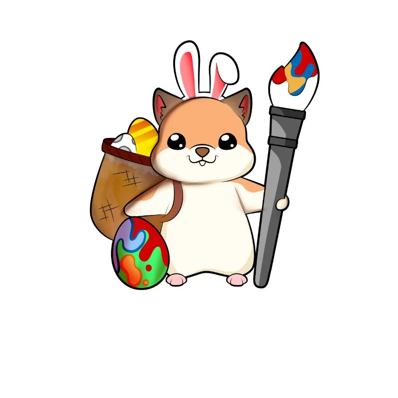 Cute hamster paints Easter eggs