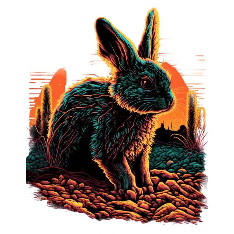 Cadeau Rabbit Synthwave Sunset