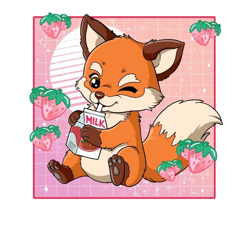 Kawaii Fuchs Erdbeermilch