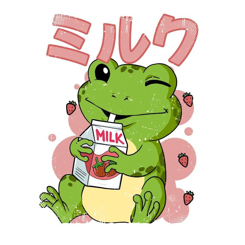 Kawaii Frosch Erdbeermilch