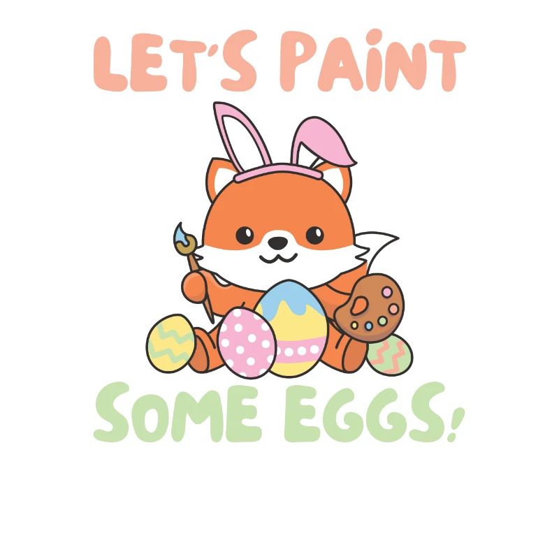 sweet foxes at Easter with Easter eggs fox