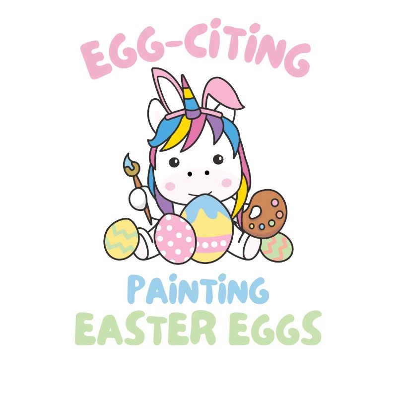 sweet unicorns for Easter with Easter eggs unicorn