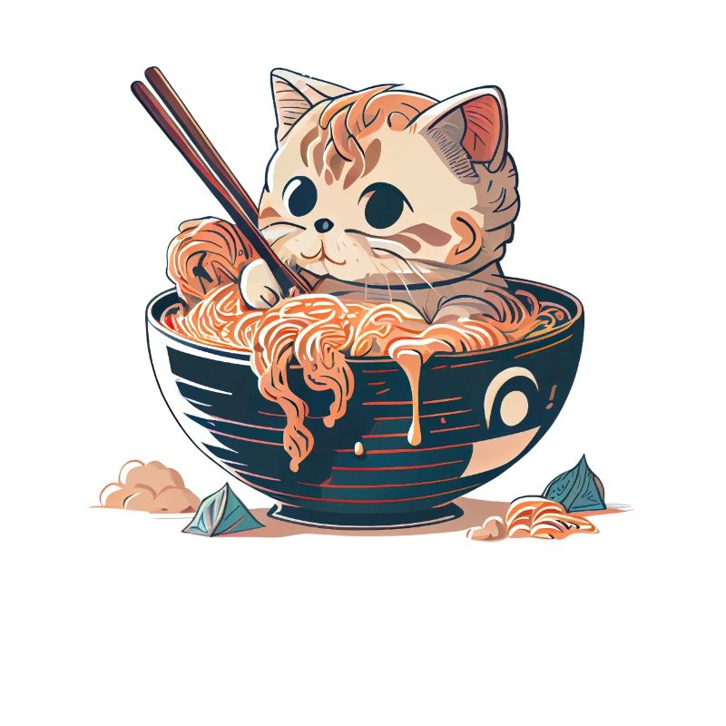 But first ramen cute cat eats ramen