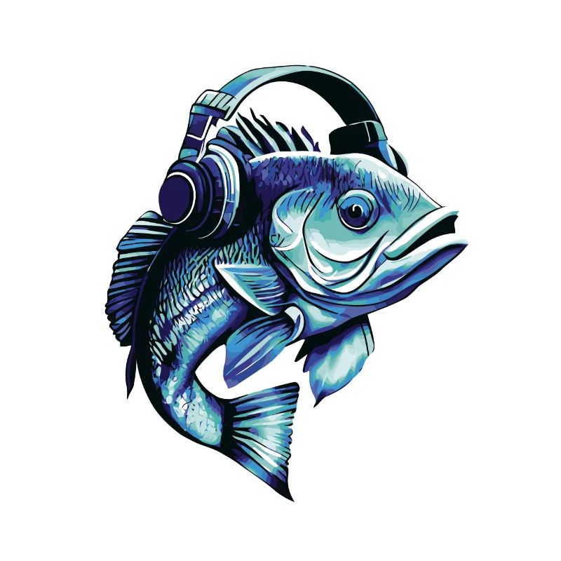 Fisch mit Kopfhörern