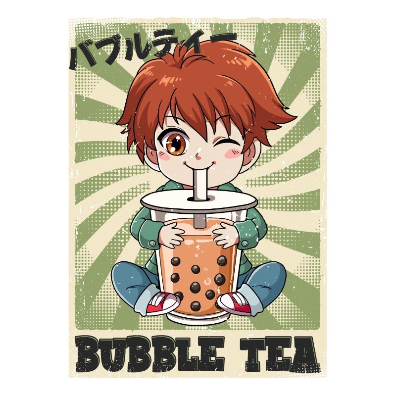 Boba Tea Anime Boy Bubble Tea