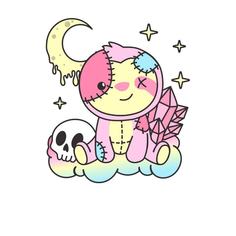 Kawaii Gothic Sloth Pastel Gothic Goth