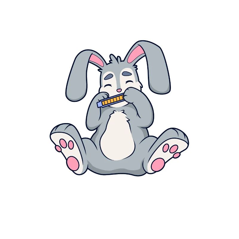 Rabbit plays harmonica