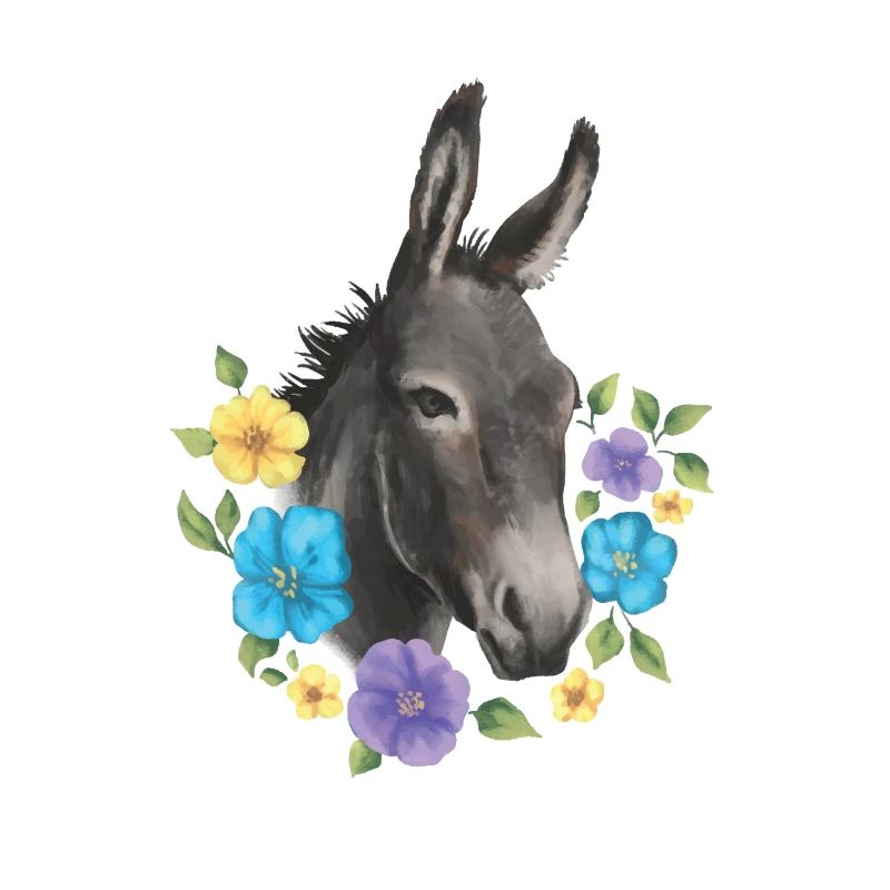 Esel und Blumen