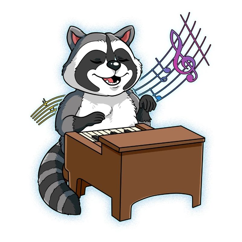 Waschbär Klavierspieler