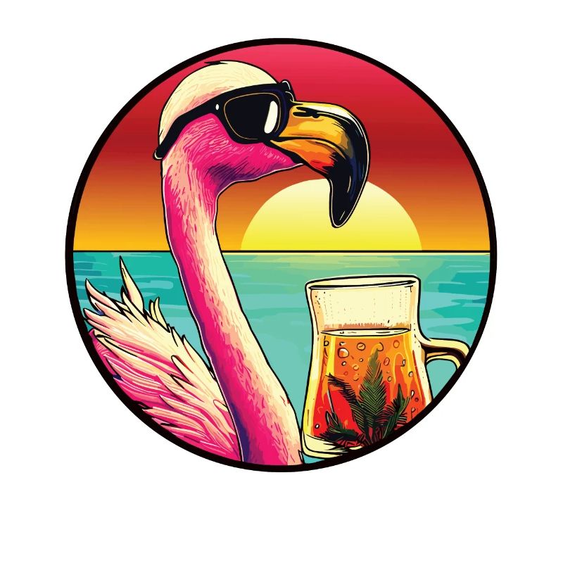 Flamingo trinkt Bier
