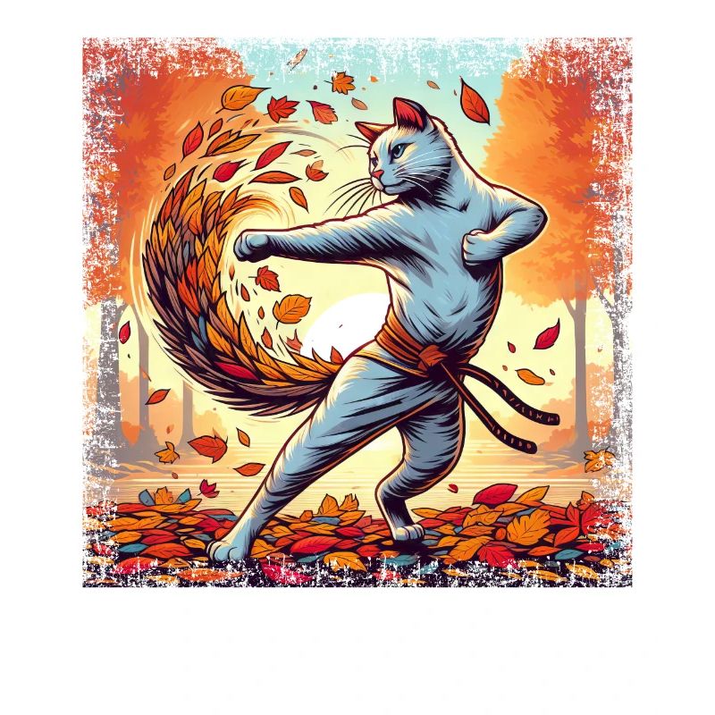 Karate-Kater im Herbstlaub