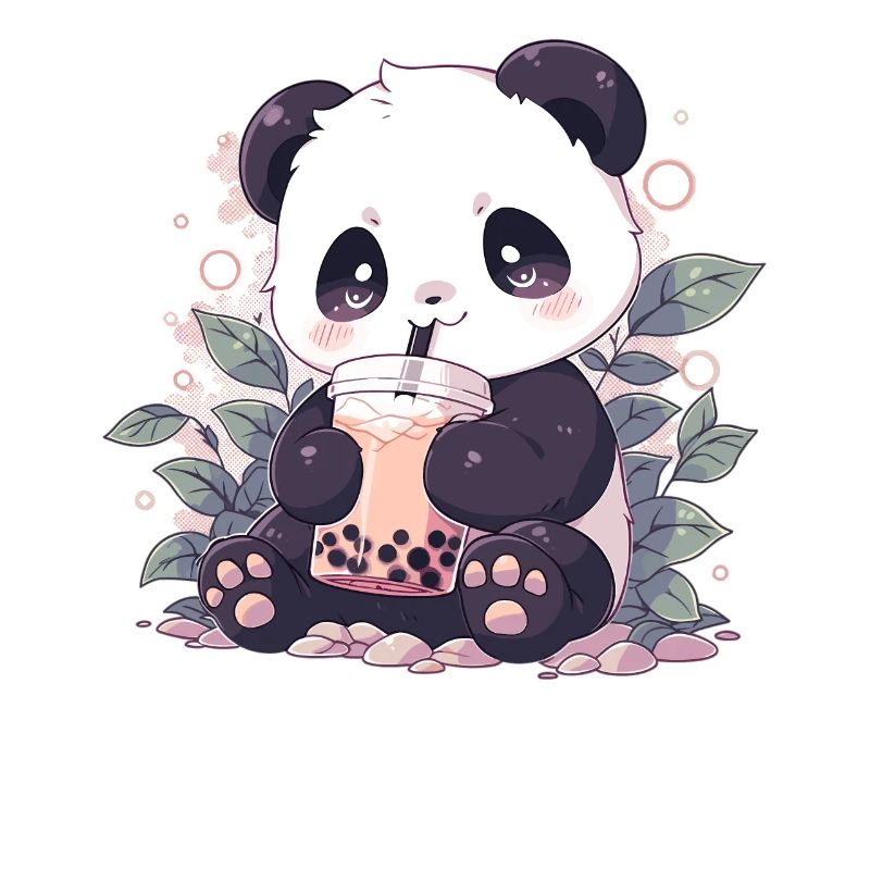 Kawaii Panda Drinks Boba Bubble Tea Chibi