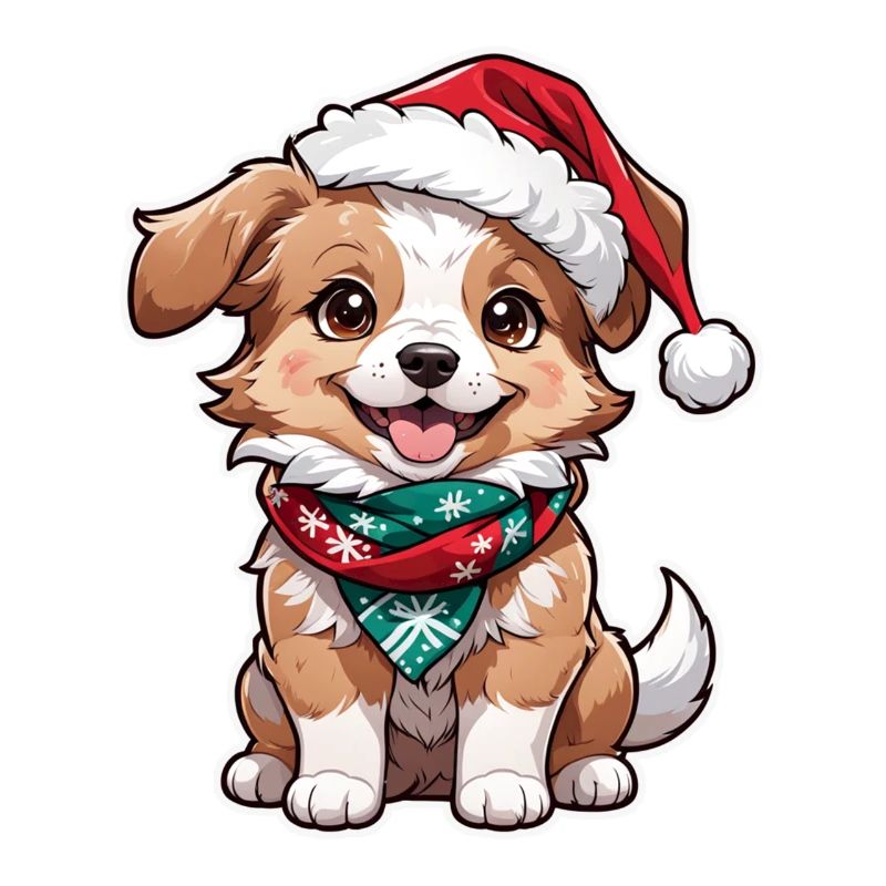 Hund mit Weihnachtsmütze