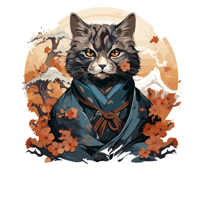 Lustige Samurai Katze